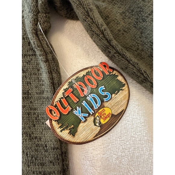 Outdoor Kids Bass Pro Shops Fleece Pullover Top Olive Green XS - Picture 4 of 5